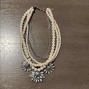 Multi chain, pearl fashion statement necklace